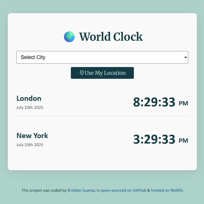 Screenshot of World Clock UI