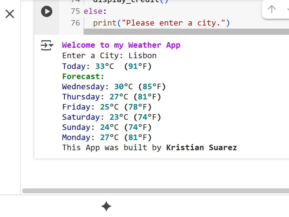 Screenshot of Weather App UI